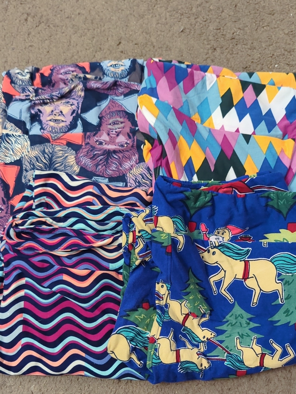 Bundle Of 4 Lularoe Leggings In Size TC2 - Vibrant Patterns And Colors
